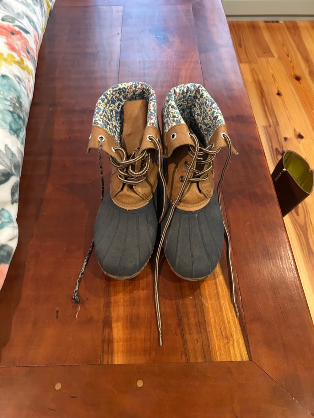 Women's Winter Duck Boots - Brown and Navy Waterproof Boots